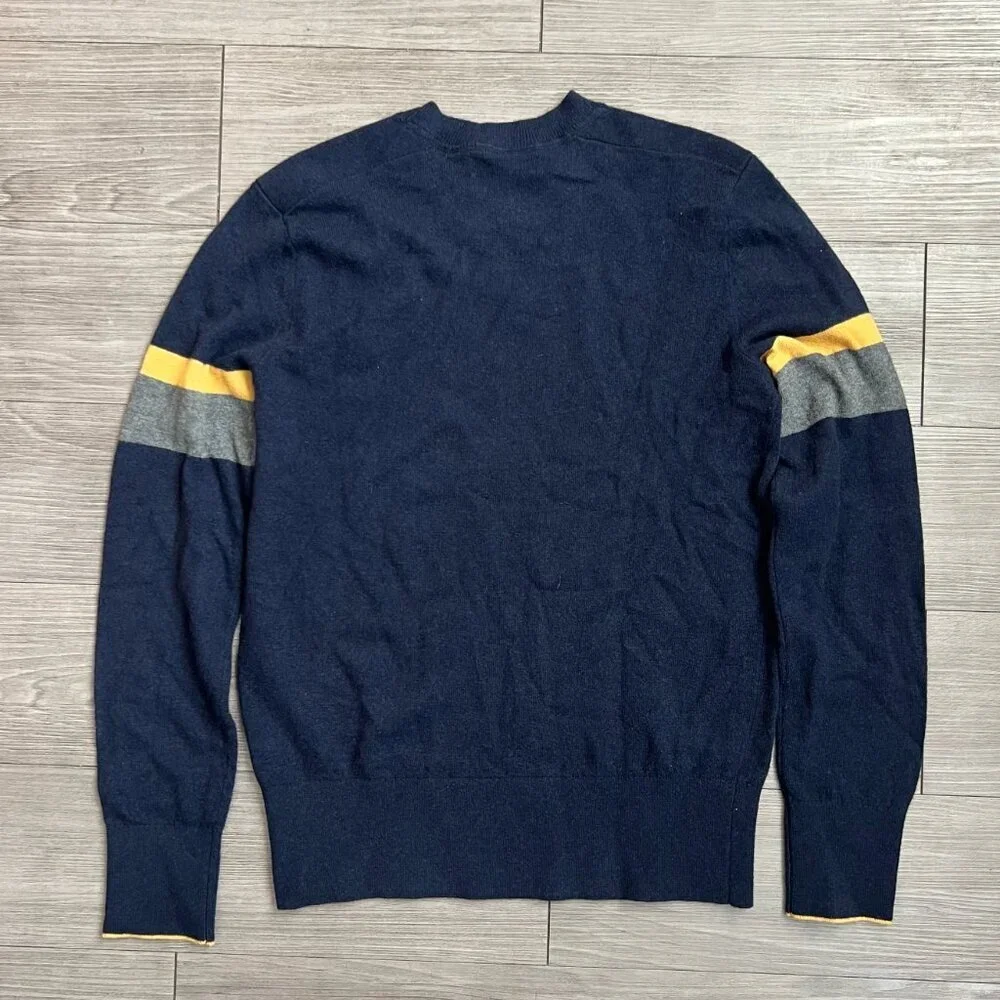Banana Republic Men’s Merino Wool Striped-Sleeve Crewneck Sweater Size S